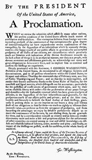 Document Collection: Proclamation, 1795, by George Washington of a Day of Public Thanksgiving