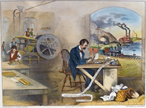 PROGRESS OF THE CENTURY. The Lightning Steam Press, the Electric Telegraph, the Locomotive PROGRESS OF THE CENTURY. The Lightning Steam Press, the Electric Telegraph, the Locomotive