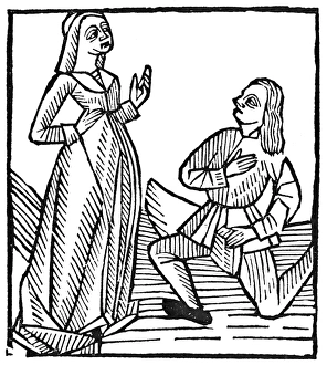 THE PROPOSAL, 1503. Woodcut, French, 1503 THE PROPOSAL, 1503. Woodcut, French, 1503
