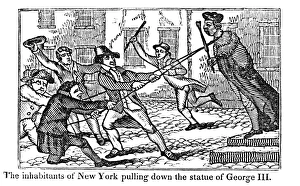 Protesters in New York pull down the statue of King George III after reading the Protesters in New York pull down the statue of King George III after reading the