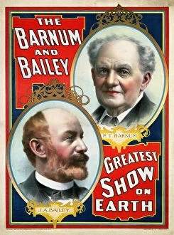 P.T. BARNUM / JAMES A. BAILEY on an American circus poster, c1897