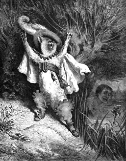 PUSS IN BOOTS, 1867. Wood engraving after Gustave Dor PUSS IN BOOTS, 1867. Wood engraving after Gustave Dor