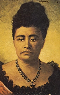 QUEEN LYDIA LILIUOKALANI (1838-1917). Queen of the Hawaiian Islands, 1891-93. Oil QUEEN LYDIA LILIUOKALANI (1838-1917). Queen of the Hawaiian Islands, 1891-93. Oil