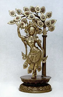 Queen Maya giving birth to Prince Siddhartha, the future Buddha. Nepal, 1825. Gilded brass Queen Maya giving birth to Prince Siddhartha, the future Buddha. Nepal, 1825. Gilded brass