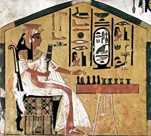 North African Gallery: Queen Nefertari playing chess: fresco from the tomb of Nefertari, Thebes, 13th century B.C