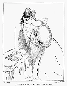 QUEEN VICTORIA: SKETCH. A Young Woman at Her Devotions. Sketch by Princess Victoria QUEEN VICTORIA: SKETCH. A Young Woman at Her Devotions. Sketch by Princess Victoria
