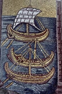 Images Dated 11th June 2010: RAVENNA: SHIPS AT CLASSIS. Copy of mosaic, early 6th century A