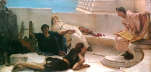 A READING FROM HOMER. Oil on canvas, 1885, by Sir Lawrence Alma-Tadema A READING FROM HOMER. Oil on canvas, 1885, by Sir Lawrence Alma-Tadema
