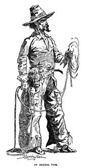 REMINGTON: COWBOY, 1887. An Arizona Cowboy. Drawing, 1887, by Frederic Remington REMINGTON: COWBOY, 1887. An Arizona Cowboy. Drawing, 1887, by Frederic Remington