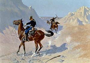 REMINGTON: GUARD, 1890. Advance Guard. Oil on canvas, 1890, by Frederick Remington REMINGTON: GUARD, 1890. Advance Guard. Oil on canvas, 1890, by Frederick Remington