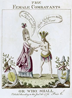 Images Dated 26th October 2012: REVOLUTIONARY WAR CARTOON. The Female Combatants - or Who Shall. English cartoon, 1776