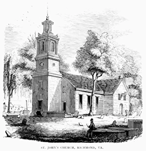 RICHMOND: ST. JOHN'S CHURCH. St. Johns Church at Richmond Virginia. Wood engraving RICHMOND: ST. JOHN'S CHURCH. St. Johns Church at Richmond Virginia. Wood engraving