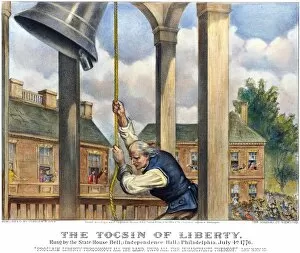 Ringing the Liberty Bell at the State House in Philadelphia, Pennsylvania, on 4 July 1776