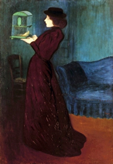 RIPPLE-RONAI: WOMAN, 1892. Woman at a Cage. Oil on canvas by Jozef Ripple-Ronai, 1892 RIPPLE-RONAI: WOMAN, 1892. Woman at a Cage. Oil on canvas by Jozef Ripple-Ronai, 1892