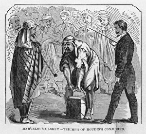 ROBERT HOUDIN (1805-1871). French magician. Wood engraving, c. 1880, depicting Houdins government mission to Algeria in ROBERT HOUDIN (1805-1871). French magician. Wood engraving, c. 1880, depicting Houdins government mission to Algeria in