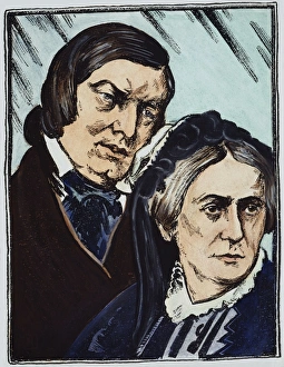 ROBERT SCHUMANN (1810-1856). German composer. Schumann with his wife, German pianist ROBERT SCHUMANN (1810-1856). German composer. Schumann with his wife, German pianist