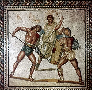 Images Dated 10th June 2010: ROMAN GLADIATORS. Roman mosaic of a gladiatorial combat
