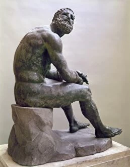 ROME: BOXER SCULPTURE. The Boxer of Quirinal, a Hellenistic Greek sculpture of a seated boxer
