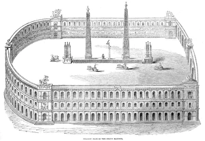 ROME: CIRCUS MAXIMUS. A chariot race in the Circus Maximus. Wood engraving, English, 1850 ROME: CIRCUS MAXIMUS. A chariot race in the Circus Maximus. Wood engraving, English, 1850