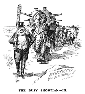 ROOSEVELT CARTOON, 1906. The busy showman. Cartoon about the Algeciras Conference by W ROOSEVELT CARTOON, 1906. The busy showman. Cartoon about the Algeciras Conference by W