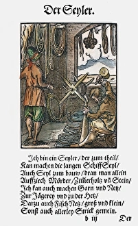 ROPE MAKER, 1568. Woodcut, 1568, by Jost Amman ROPE MAKER, 1568. Woodcut, 1568, by Jost Amman