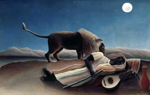 Images Dated 1st December 2010: ROUSSEAU: GYPSY, 1897. The Sleeping Gypsy. Oil on canvas by Henri Rousseau, 1897