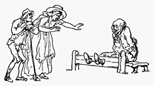 ROWLANDSON: MADMAN. A madman locked in the stocks. Illustration by Thomas Rowlandson ROWLANDSON: MADMAN. A madman locked in the stocks. Illustration by Thomas Rowlandson