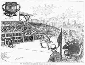 Running the hurdles at the American inter-collegiate athletic games, 1881 Running the hurdles at the American inter-collegiate athletic games, 1881