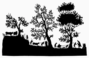 <b class=qtipBold><figcaption>RURAL SCENE. 19th century silhouette</figcaption></b><br>RURAL SCENE. 19th century silhouette.<br><em>© none</em> RURAL SCENE. 19th century silhouette