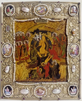 RUSSIAN ICON: HELL. The Harrowing of Hell. Jesus and angels saving people from Hell RUSSIAN ICON: HELL. The Harrowing of Hell. Jesus and angels saving people from Hell