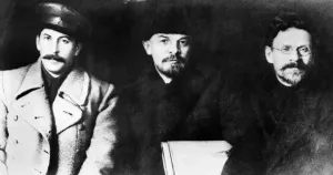 Russian Leader Prints: Print of Stalin, Lenin, and Kalinin in 1919