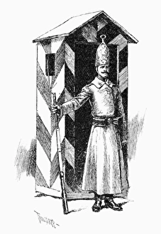 RUSSIAN SENTRY. A Russian sentry guard. Drawing, 1890, by Thure de Thulstrup RUSSIAN SENTRY. A Russian sentry guard. Drawing, 1890, by Thure de Thulstrup