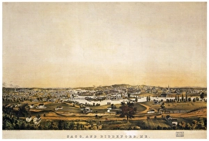 SACO AND BIDDEFORD, c1855. Twin cities of Saco and Biddeford, Maine. Lithograph, c1855 SACO AND BIDDEFORD, c1855. Twin cities of Saco and Biddeford, Maine. Lithograph, c1855