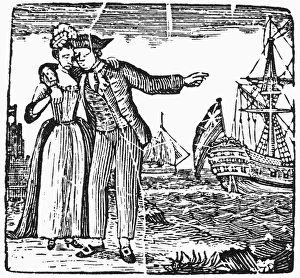 SAILOR, c1800. A sailor embracing his beloved before his ship sets sail SAILOR, c1800. A sailor embracing his beloved before his ship sets sail