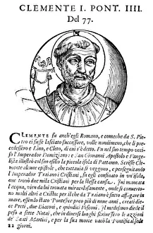 SAINT CLEMENT I (c30-c100). Pope c90-c99. Woodcut, Venetian, 1592 SAINT CLEMENT I (c30-c100). Pope c90-c99. Woodcut, Venetian, 1592