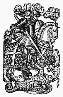 Images Dated 21st August 2008: SAINT GEORGE AND DRAGON. Saint George slaying the dragon. Woodcut