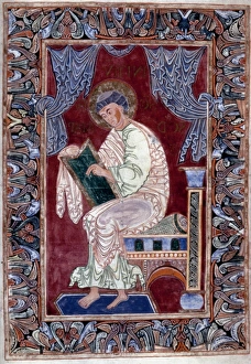 SAINT MARK In an illumination from an early 11th century French Latin gospel SAINT MARK In an illumination from an early 11th century French Latin gospel