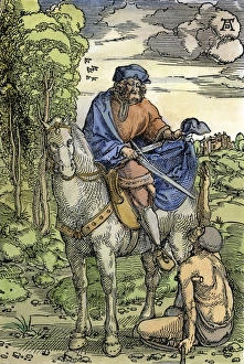SAINT MARTIN (c316-397). Also known as Saint Martin of Tours. French prelate. Woodcut SAINT MARTIN (c316-397). Also known as Saint Martin of Tours. French prelate. Woodcut