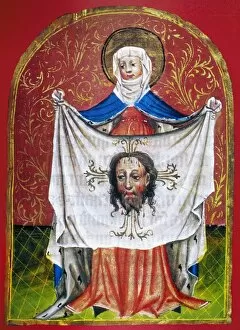 Saint Veronica and her cloth. Illumination from a 15th century German manuscript
