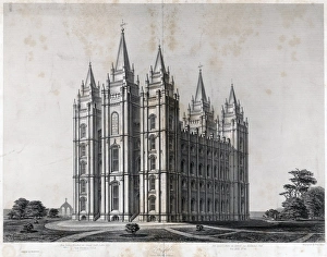 SALT LAKE TEMPLE. The Salt Lake Temple in Salt Lake City, Utah. Engraving by Frederick Piercy SALT LAKE TEMPLE. The Salt Lake Temple in Salt Lake City, Utah. Engraving by Frederick Piercy