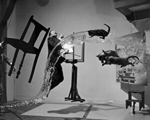 Flight Collection: SALVADOR DALI (1904-1989). Spanish painter. Photographed with objects, including cats