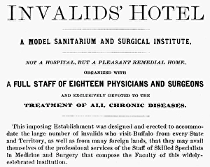 SANITARIUM AD, 19th CENTURY. American advertisement, 19th century, for a sanitarium at Buffalo SANITARIUM AD, 19th CENTURY. American advertisement, 19th century, for a sanitarium at Buffalo