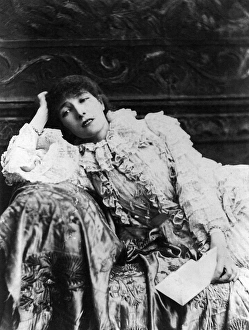 SARAH BERNHARDT (1844-1923). French actress. Photographed reclining on a divan in c1880 SARAH BERNHARDT (1844-1923). French actress. Photographed reclining on a divan in c1880