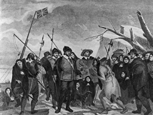 SARGENT: PILGRIMS. 'Landing of the Pilgrims.' Oil on canvas by Henry Sargent, 1820 SARGENT: PILGRIMS. 'Landing of the Pilgrims.' Oil on canvas by Henry Sargent, 1820