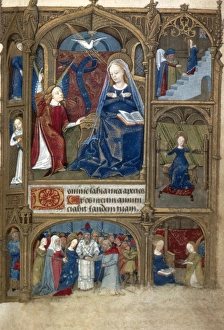 SCENES FROM VIRGIN'S LIFE. Scenes from the life of the Virgin. Illumination, c1485 SCENES FROM VIRGIN'S LIFE. Scenes from the life of the Virgin. Illumination, c1485