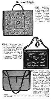 SCHOOL BAGS, 1895. American catalogue advertisement, 1895 SCHOOL BAGS, 1895. American catalogue advertisement, 1895
