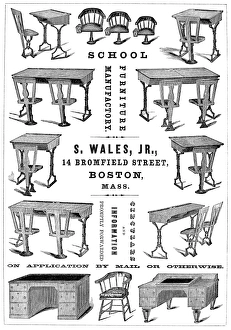 SCHOOL FURNITURE, 1860. American advertisement SCHOOL FURNITURE, 1860. American advertisement
