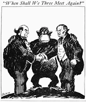 SCOPES TRIAL CARTOON, 1925. When Shall We Three Meet Again? Cartoon from an American newspaper, 1925
