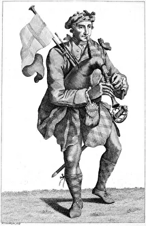 SCOTTISH SOLDIER, 1786. A piper of a Highland Regiment. Etching and engraving, English SCOTTISH SOLDIER, 1786. A piper of a Highland Regiment. Etching and engraving, English