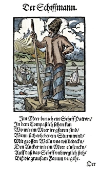 SEA CAPTAIN, 1568. Woodcut, 1568, by Jost Amman SEA CAPTAIN, 1568. Woodcut, 1568, by Jost Amman